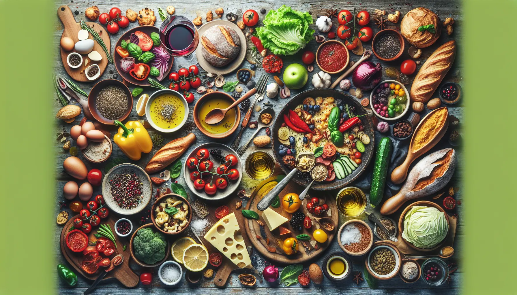 Un tavolo imbandito con piatti preparati utilizzando ogni parte degli ingredienti, simbolo della cucina a zero sprechi.