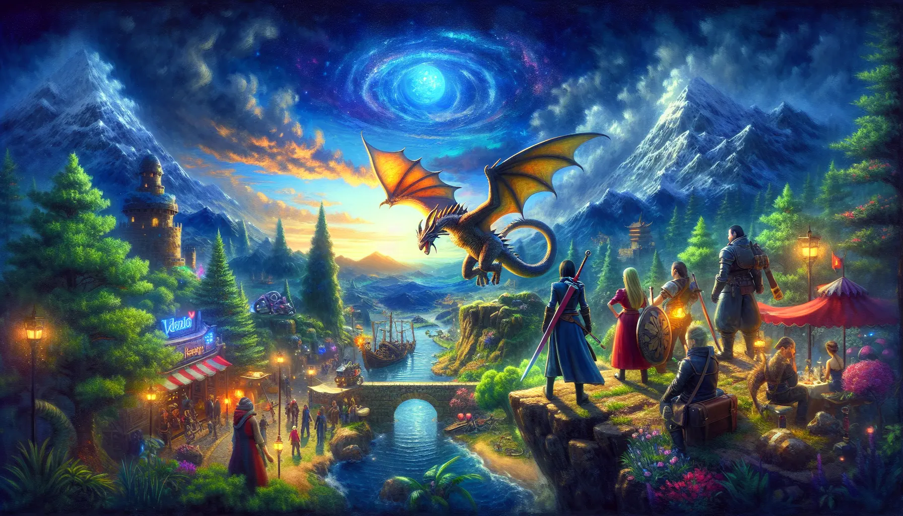Un'immagine rappresentativa del mondo di Dragon Quest X, con personaggi colorati e ambientazioni fantasy.
