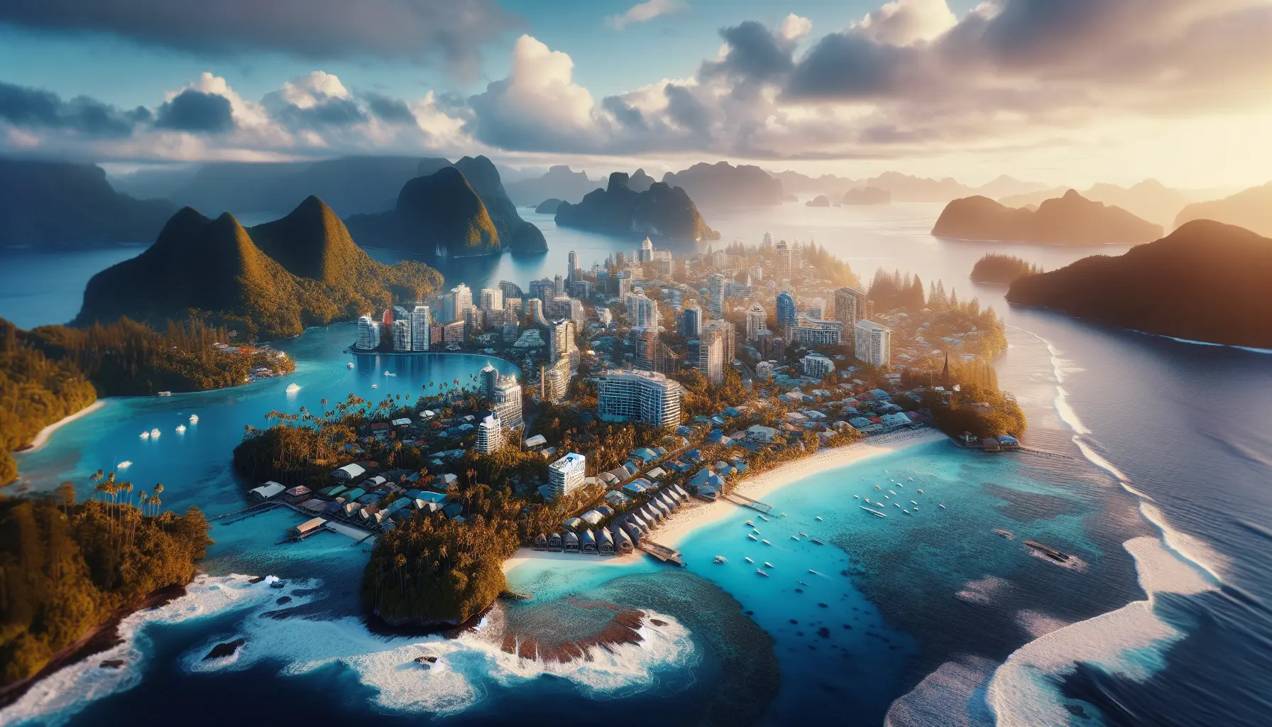 Una spiaggia paradisiaca con acque cristalline e sabbia bianca, tipica dell'Oceania