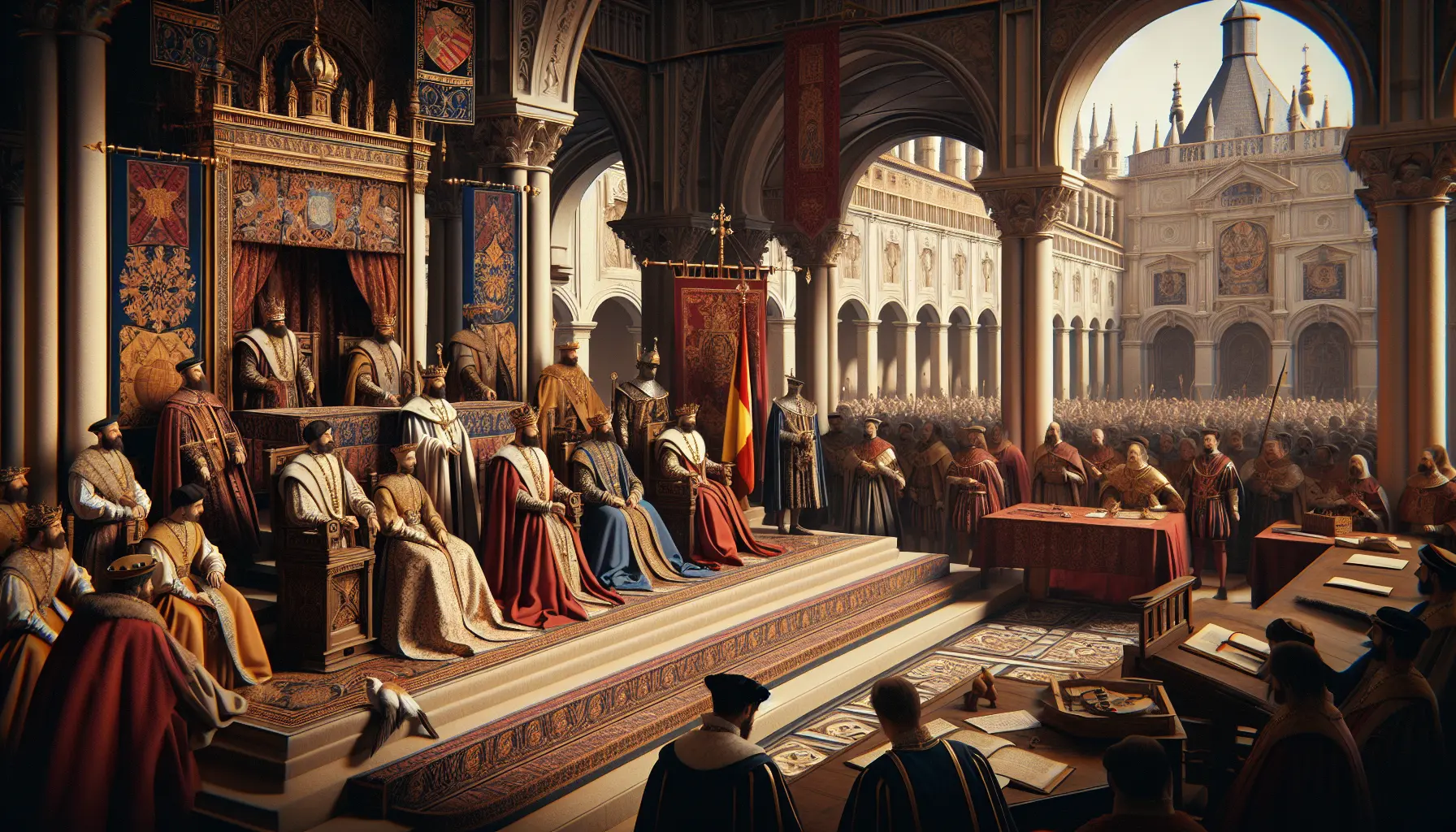 Ritratto di Ferdinando II d'Aragona, noto come Ferdinando il Cattolico, in abiti regali, simbolo di un'epoca di grande cambiamento per la Spagna.