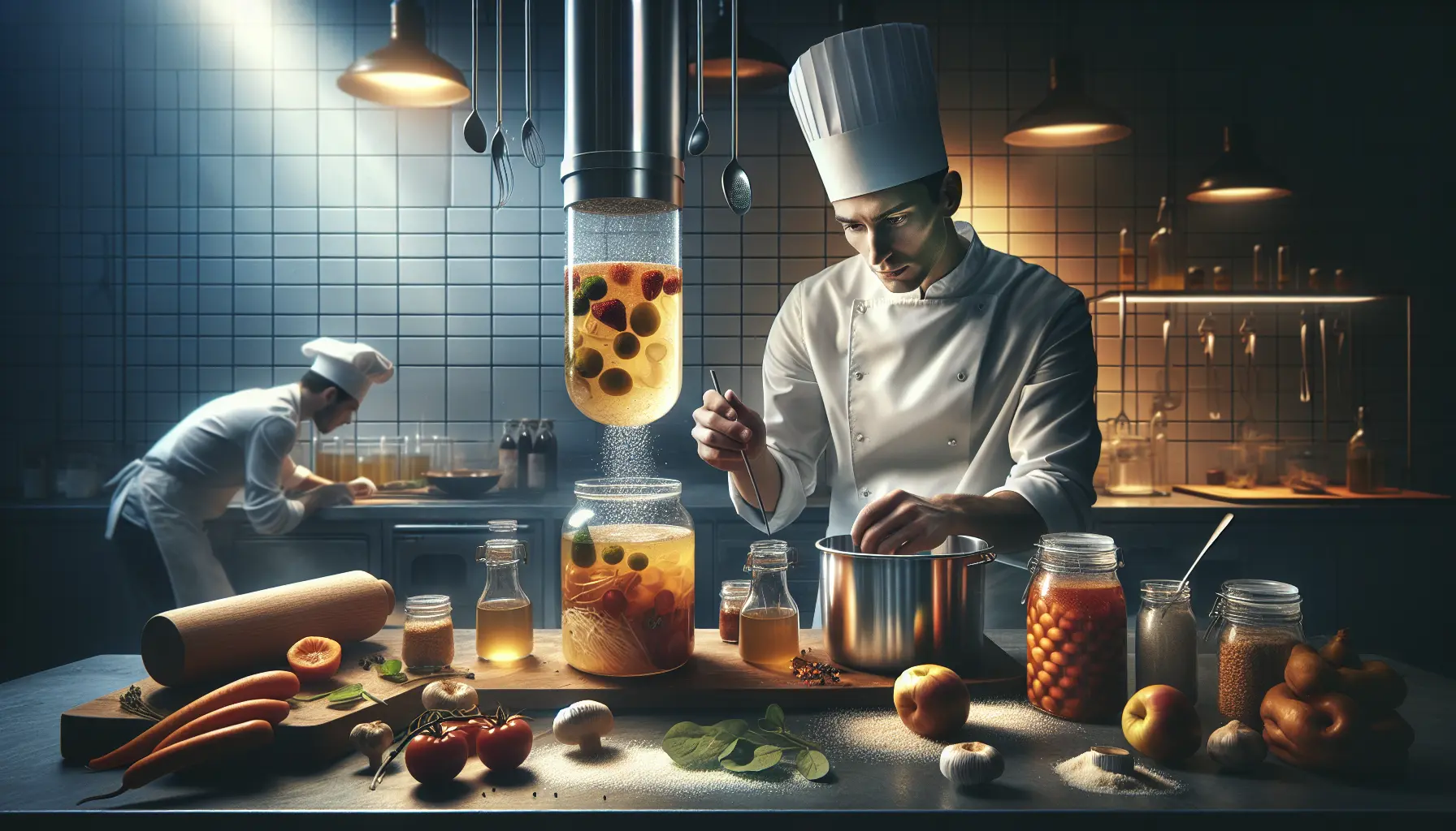 Barattoli di verdure fermentate con ingredienti freschi e colorati
