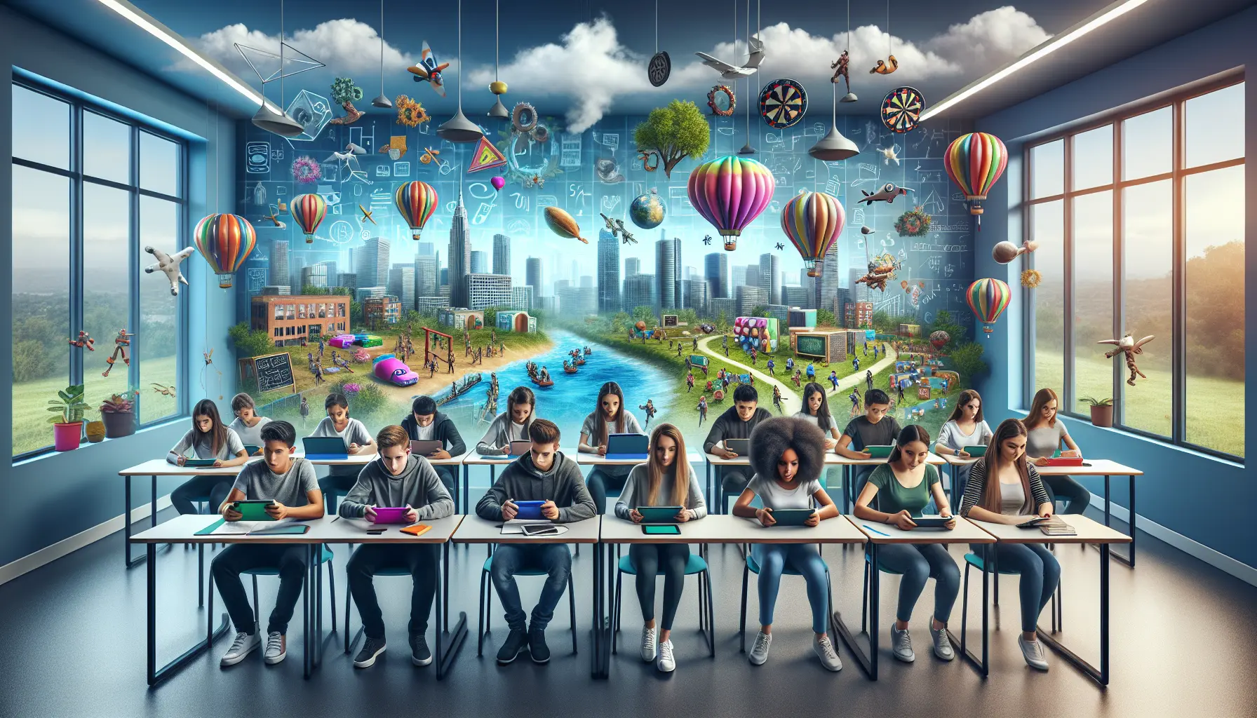 Un insegnante utilizza elementi di gioco per coinvolgere gli studenti in un'attività di apprendimento interattiva.