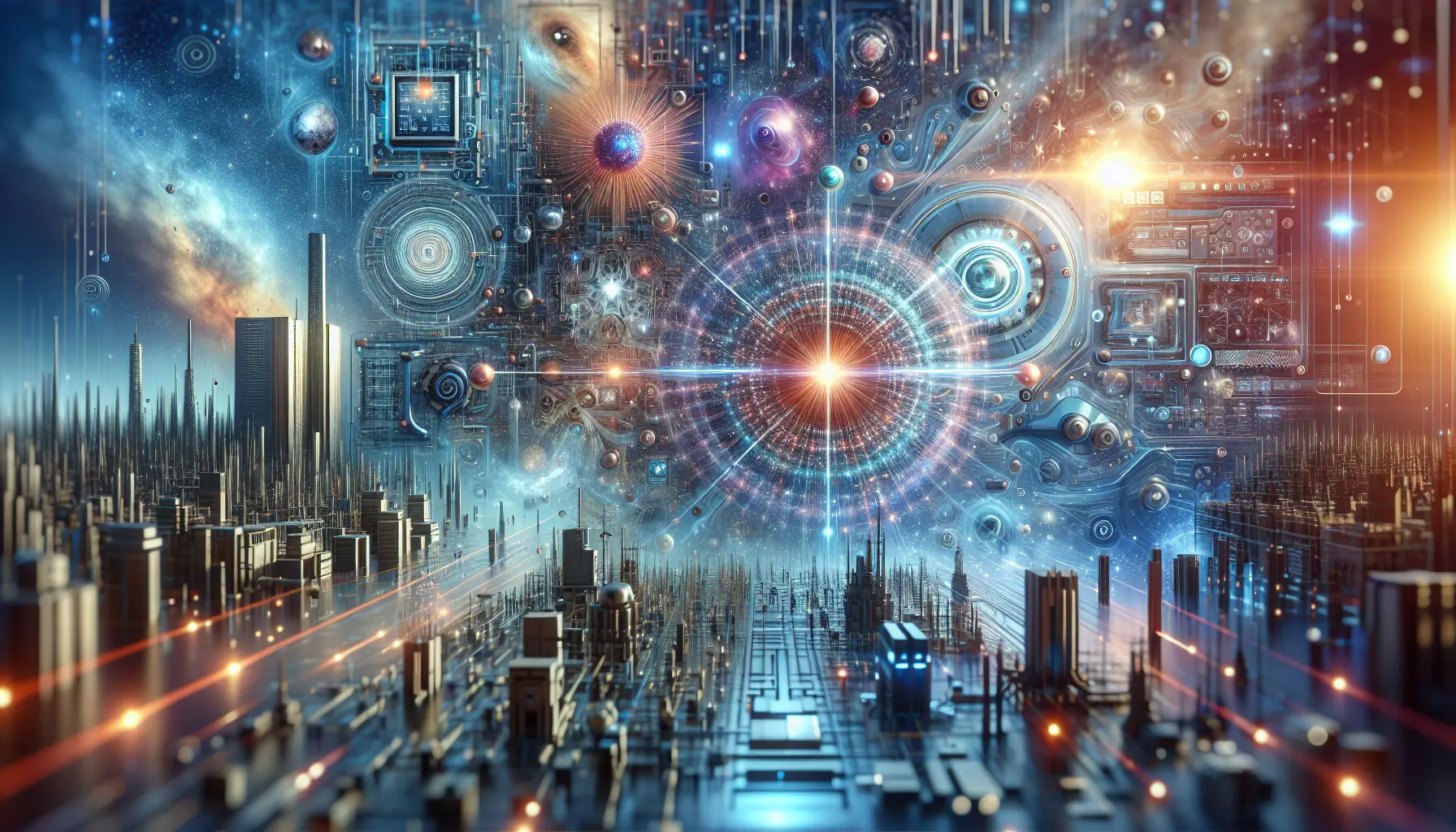 Rappresentazione grafica di un computer quantistico con qubit e circuiti quantistici