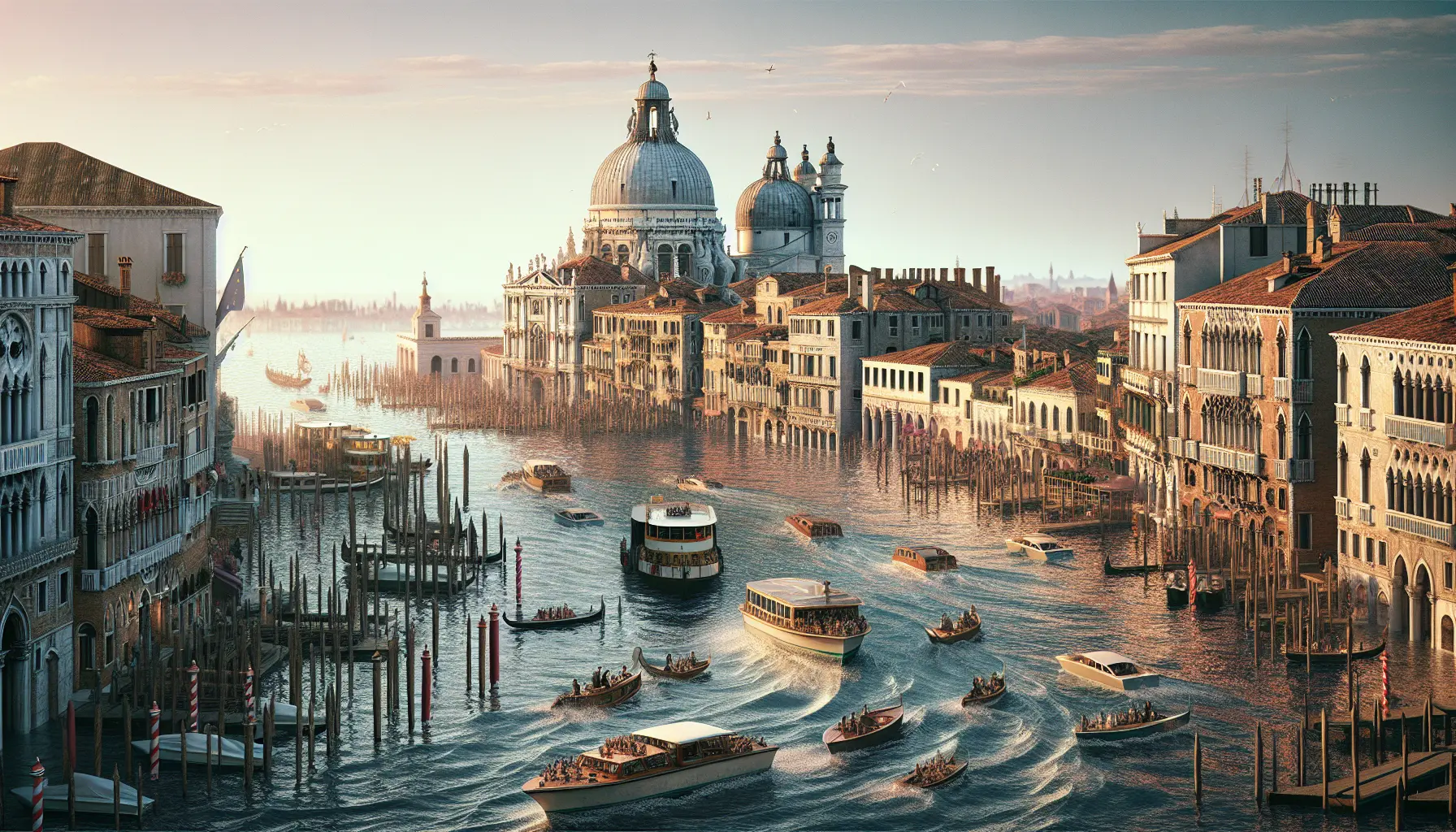 Vista panoramica di Venezia con i suoi canali e architetture storiche