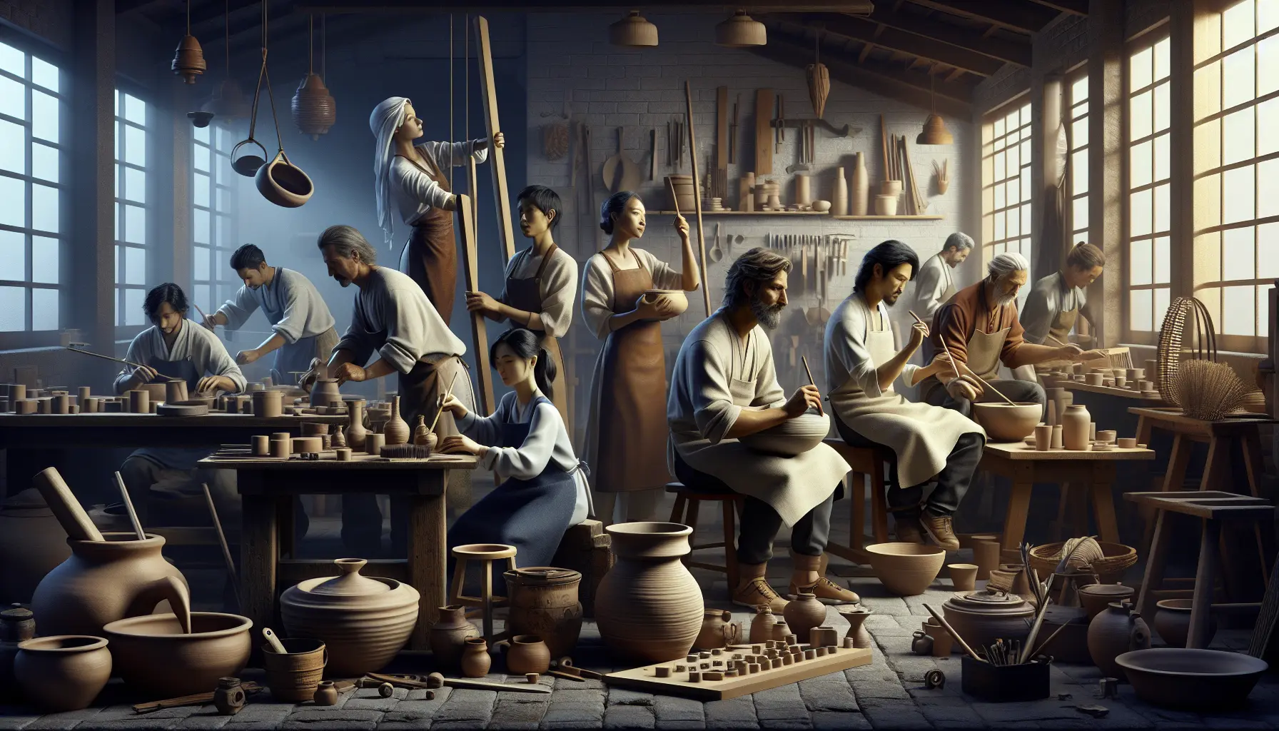 Artigiano al lavoro su un pezzo di ceramica, simbolo della rinascita delle arti tradizionali.