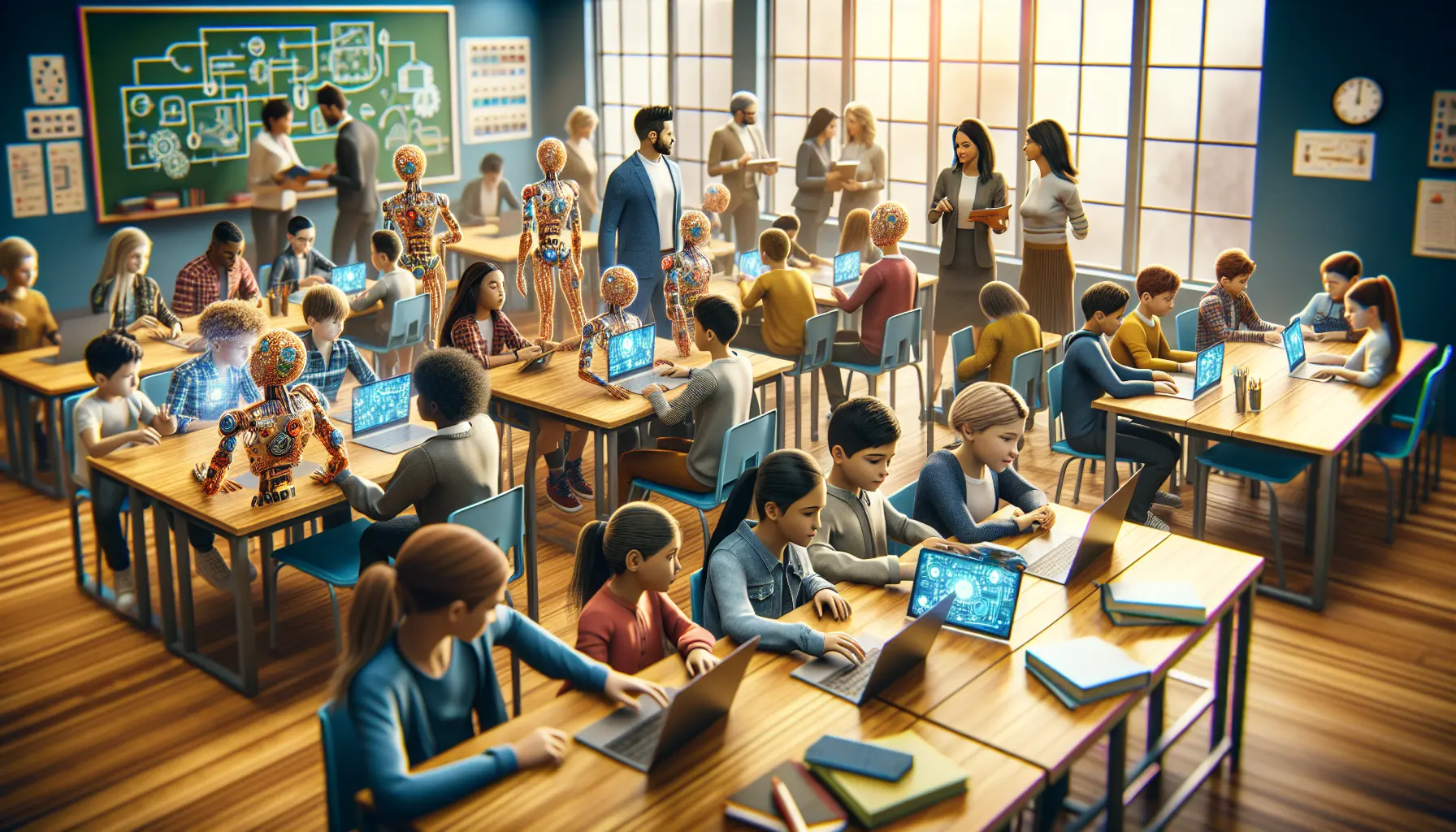 Un gruppo di studenti di diverse abilità che collaborano in un'aula inclusiva.