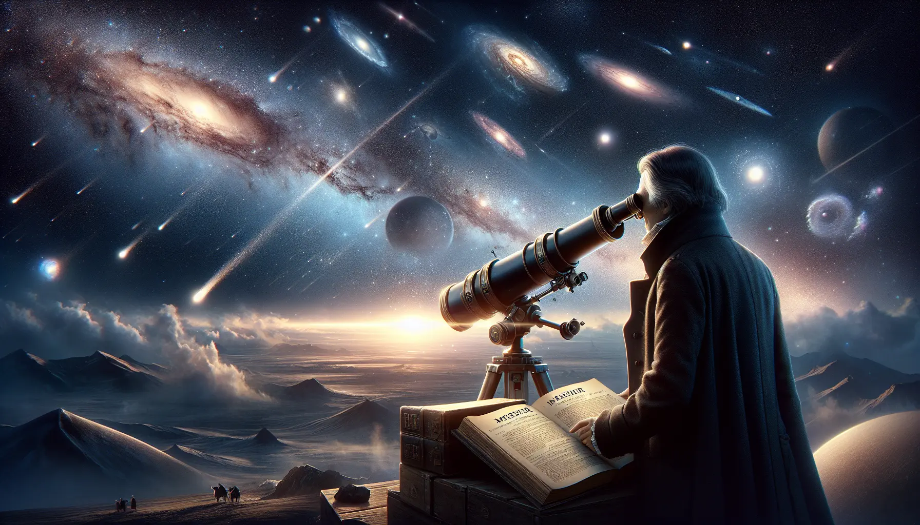 Un telescopio puntato verso il cielo notturno, simbolo dell'osservazione astronomica ispirata dal lavoro di Charles Messier.