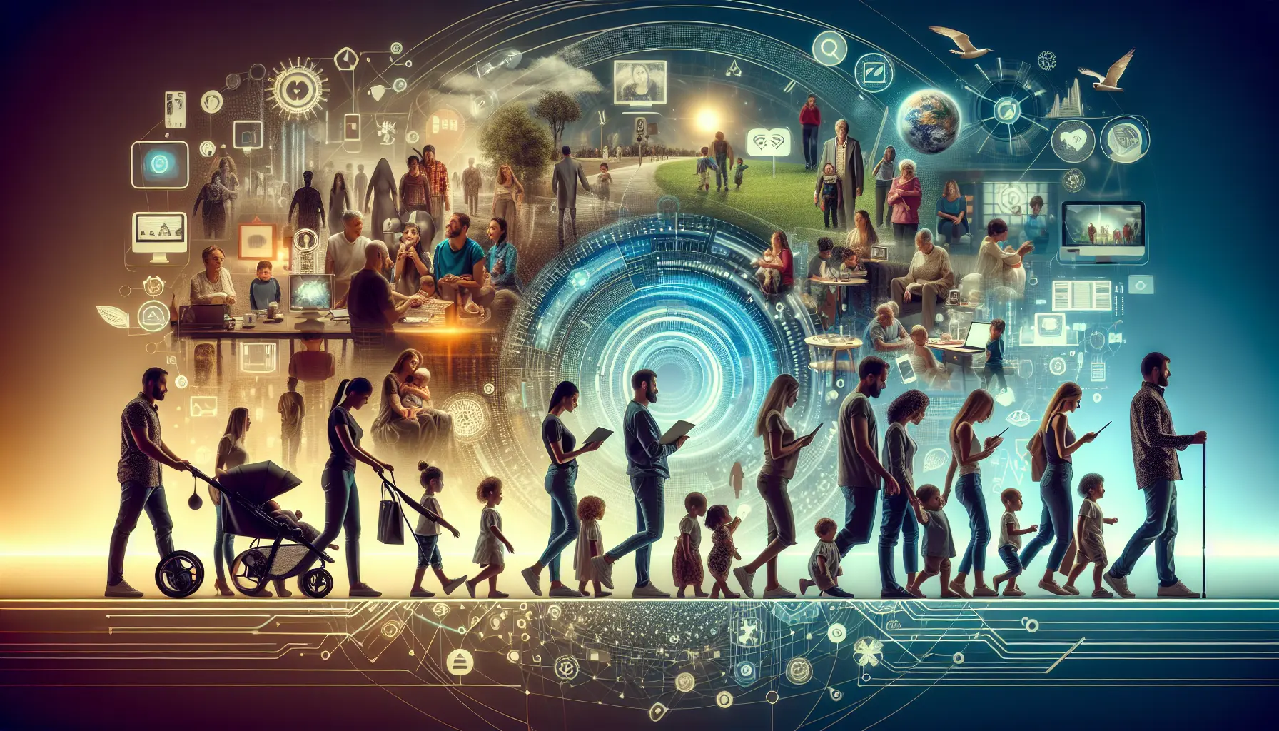 Diversi tipi di famiglie moderne che rappresentano la varietà e l'evoluzione del concetto di famiglia nel XXI secolo.