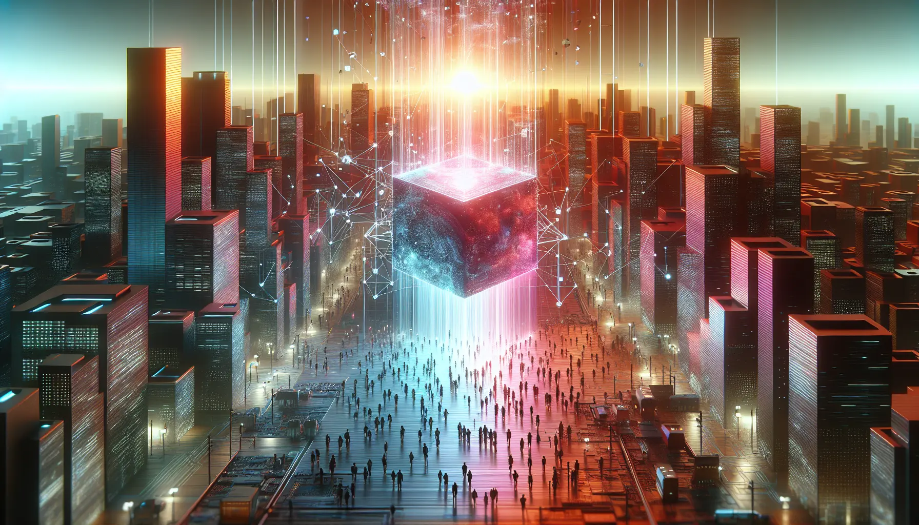 Rappresentazione visiva del metaverso con avatar digitali che interagiscono in un ambiente virtuale