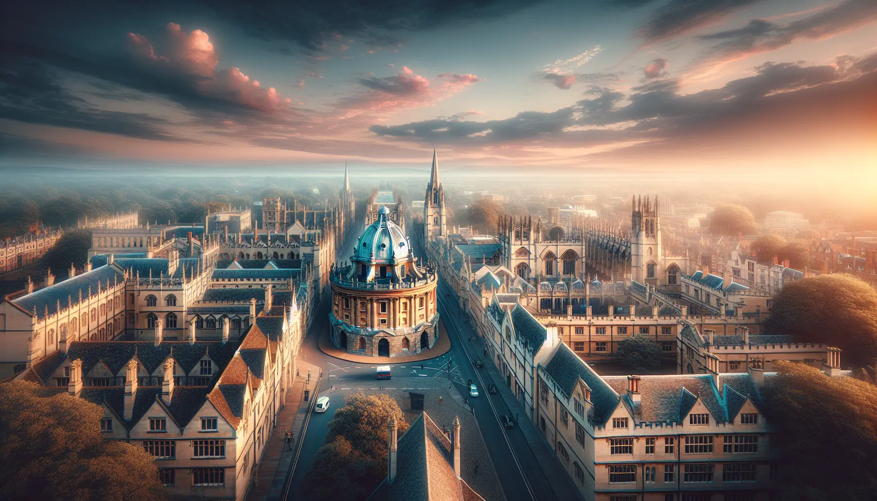 Vista panoramica di Oxford con i suoi storici edifici universitari e il fiume Thames