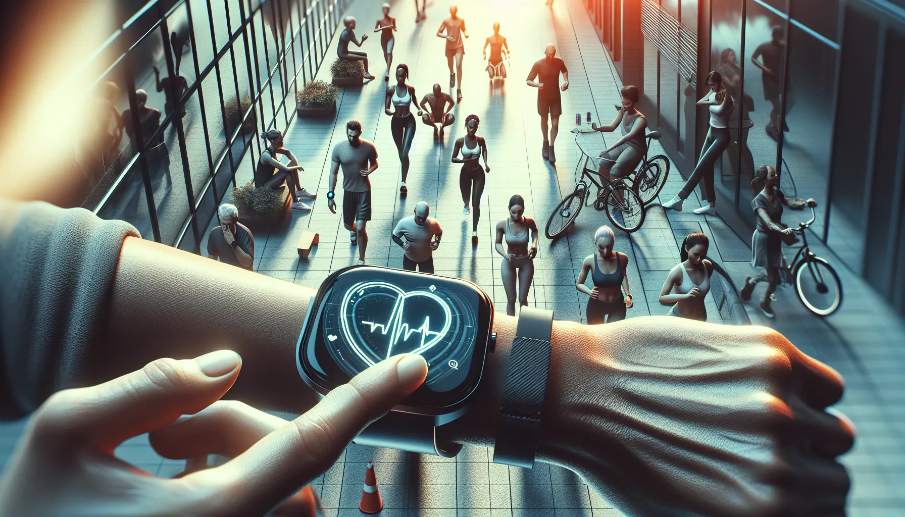 Un'immagine di un dispositivo indossabile che monitora la salute, come uno smartwatch o un braccialetto fitness.