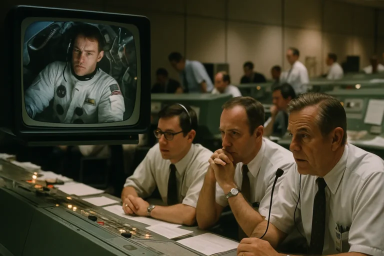 Apollo 13, equipaggio e Mission Control NASA durante la gestione della crisi del 1970