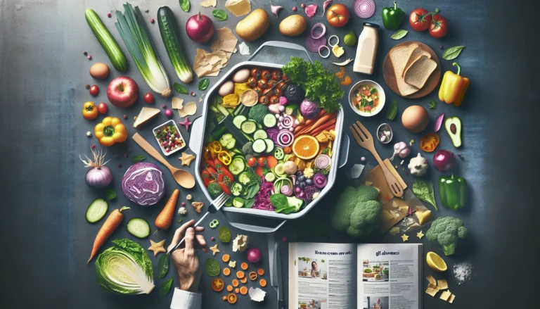 Piatto colorato di frittata con verdure fresche e avanzi, rappresentante la cucina zero sprechi.