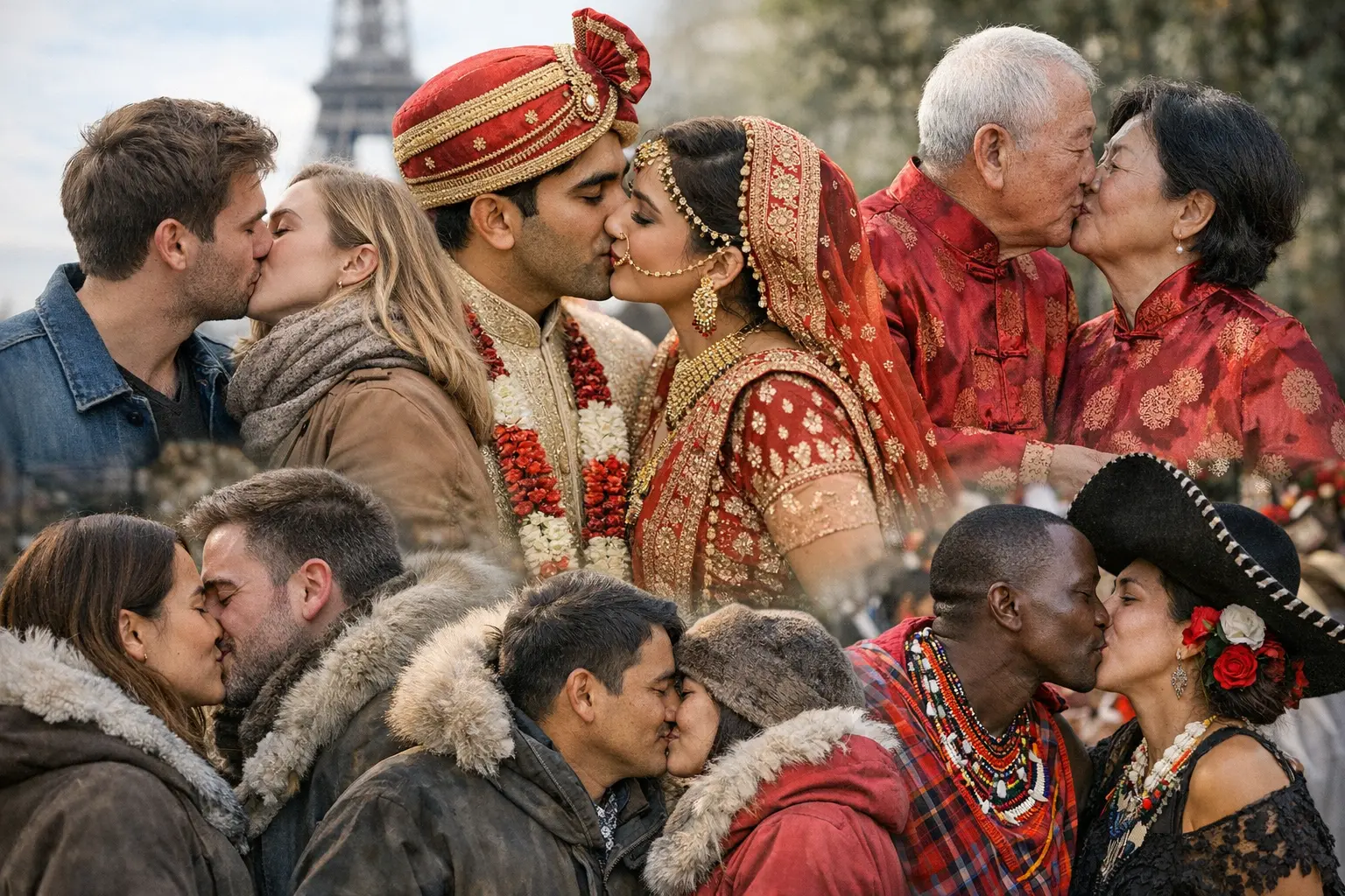 Persone che si salutano con un bacio sulla guancia in un contesto sociale informale