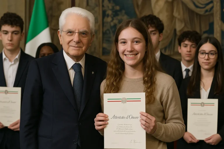 Il Presidente Sergio Mattarella con i giovani Alfieri della Repubblica 2025 al Quirinale