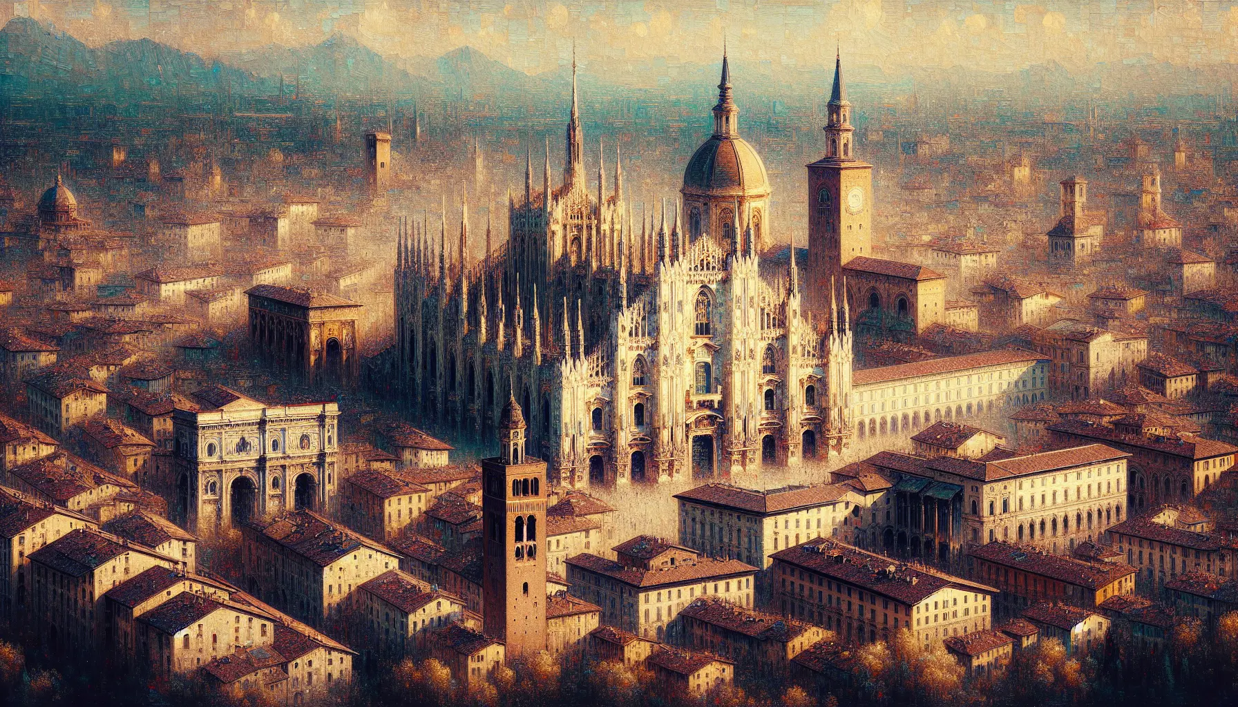 Panorama del Castello Sforzesco a Milano, simbolo del potere e della cultura del Ducato di Milano.