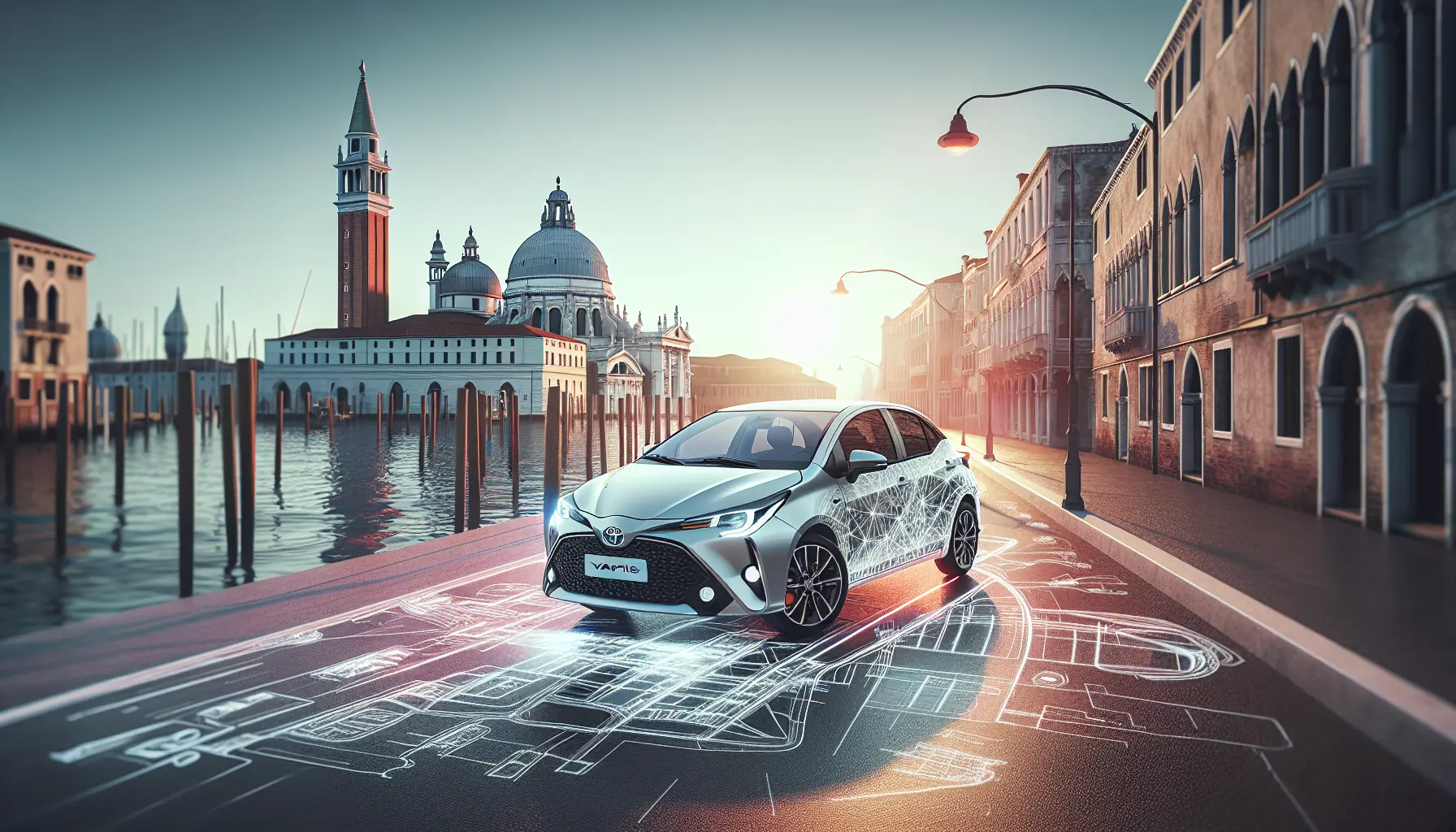 Vista della nuova Toyota Yaris con design moderno e accattivante