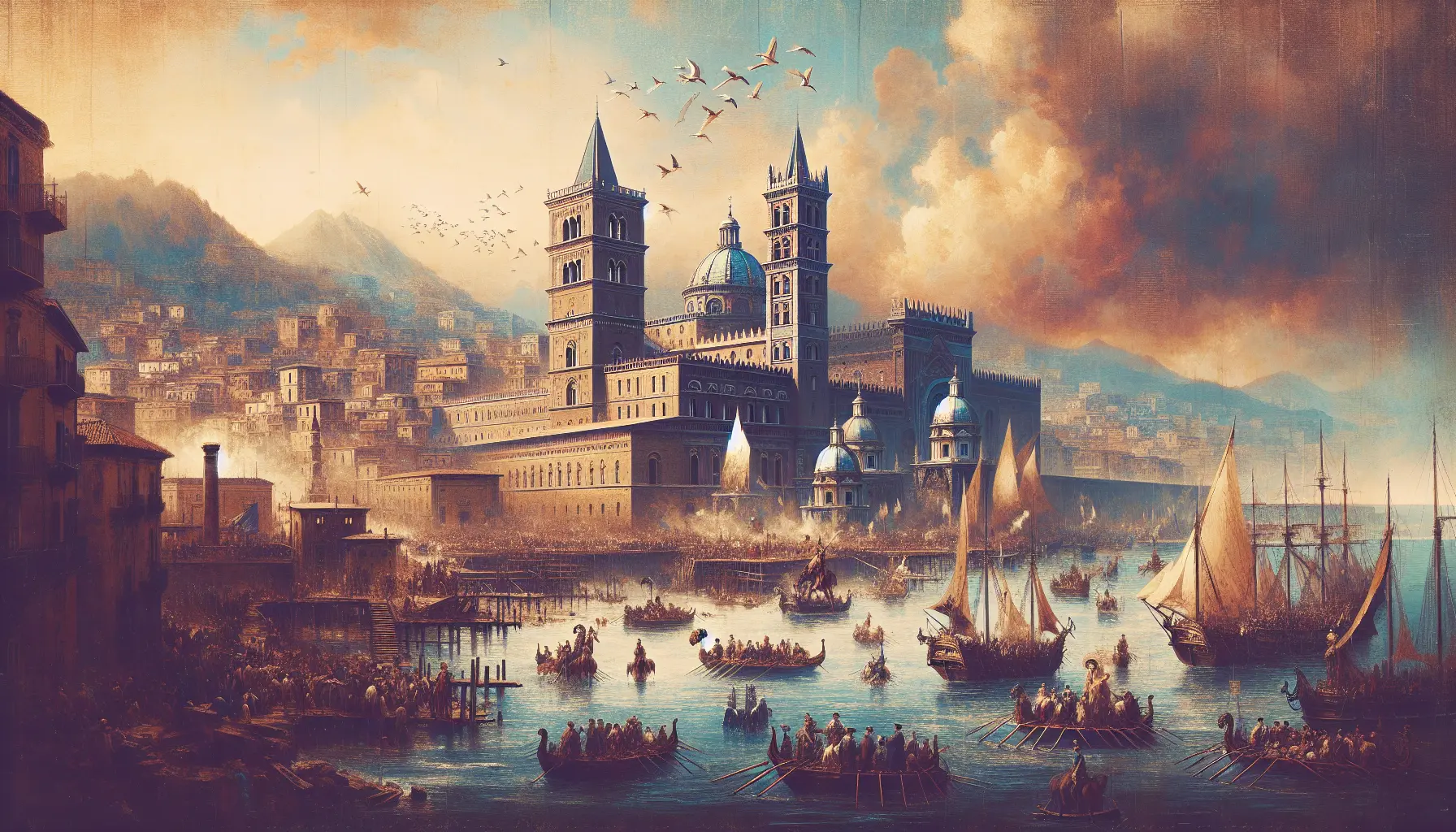 Rappresentazione artistica della Repubblica Napoletana, con simboli di libertà e giustizia.