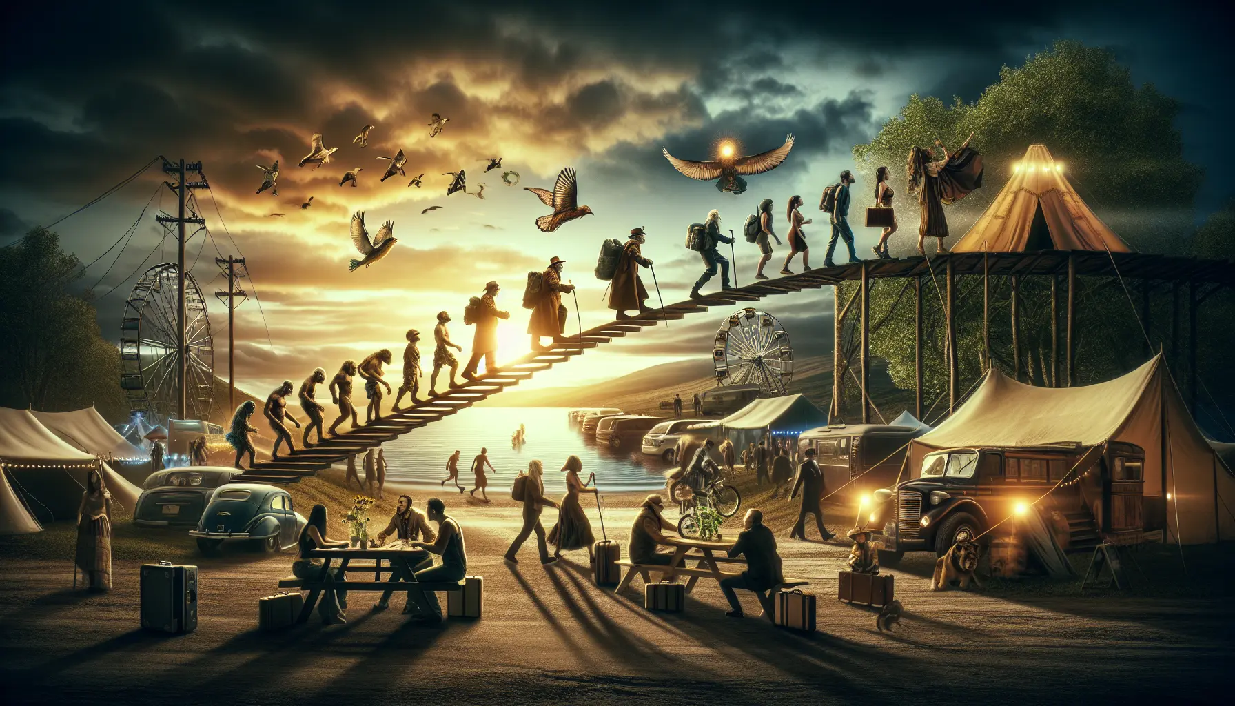 Folla partecipante a una festa popolare con bandiere e costumi tradizionali, evidenziando l'unione tra tradizione e modernità.