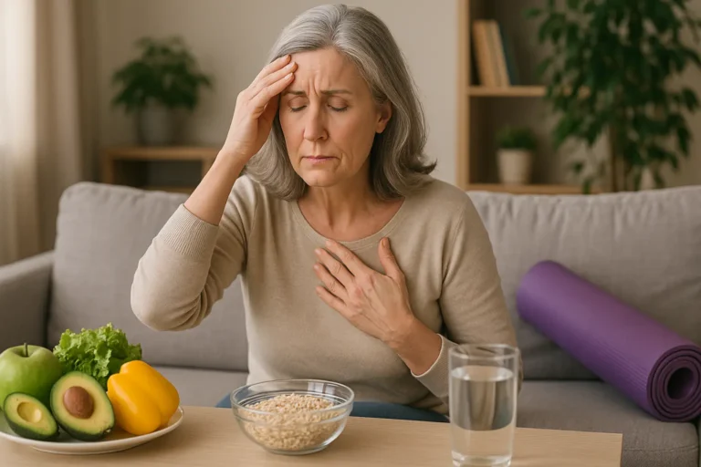 Donna tra i 40 e i 55 anni cammina all'aperto per sostenere benessere e salute ossea in perimenopausa