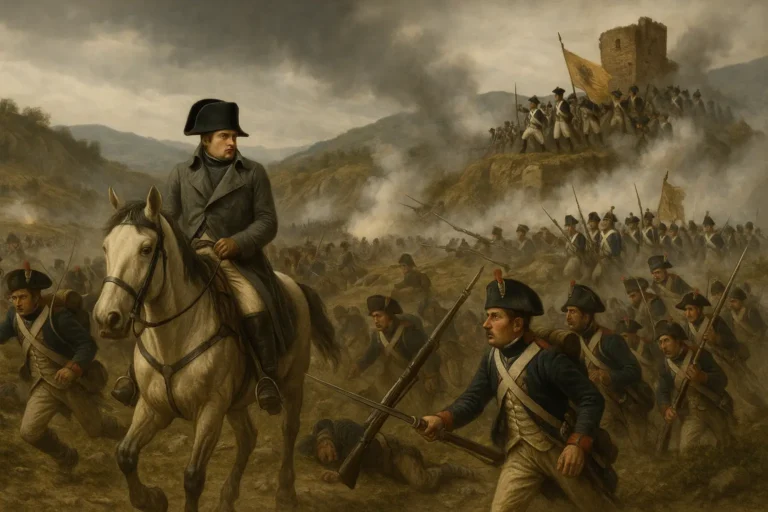 Veduta di Millesimo e delle alture appenniniche del settore della battaglia del 13 aprile 1796