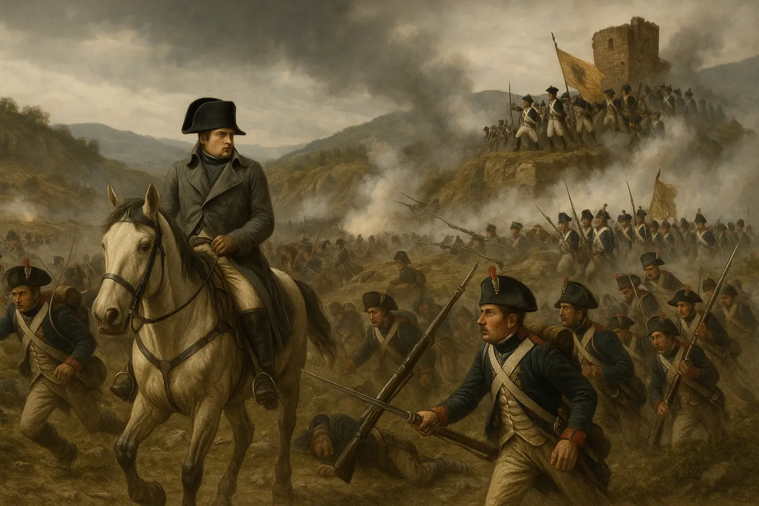 Veduta di Millesimo e delle alture appenniniche del settore della battaglia del 13 aprile 1796