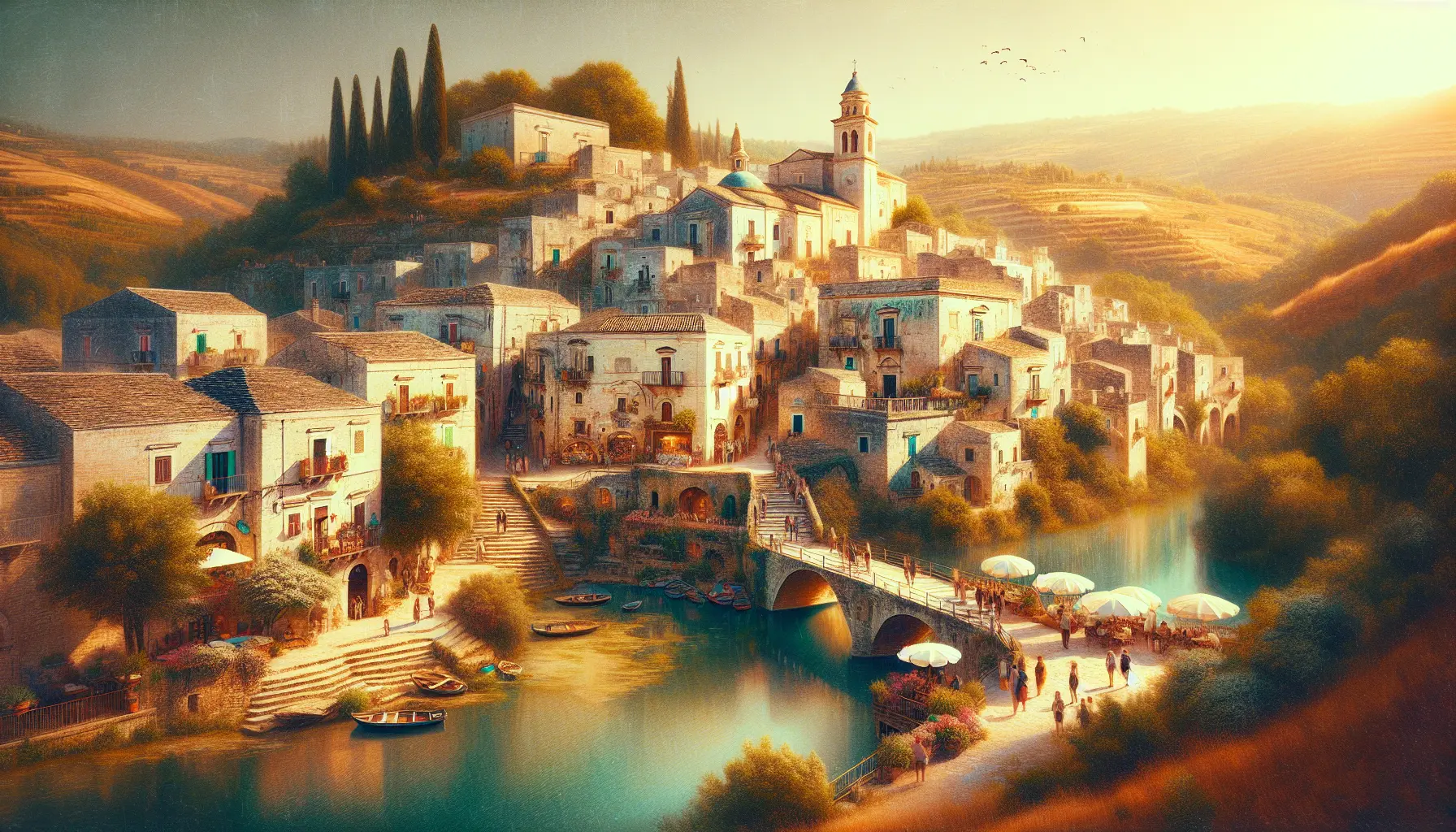 Panorama di Roseto Valfortore con case in pietra e colline verdi