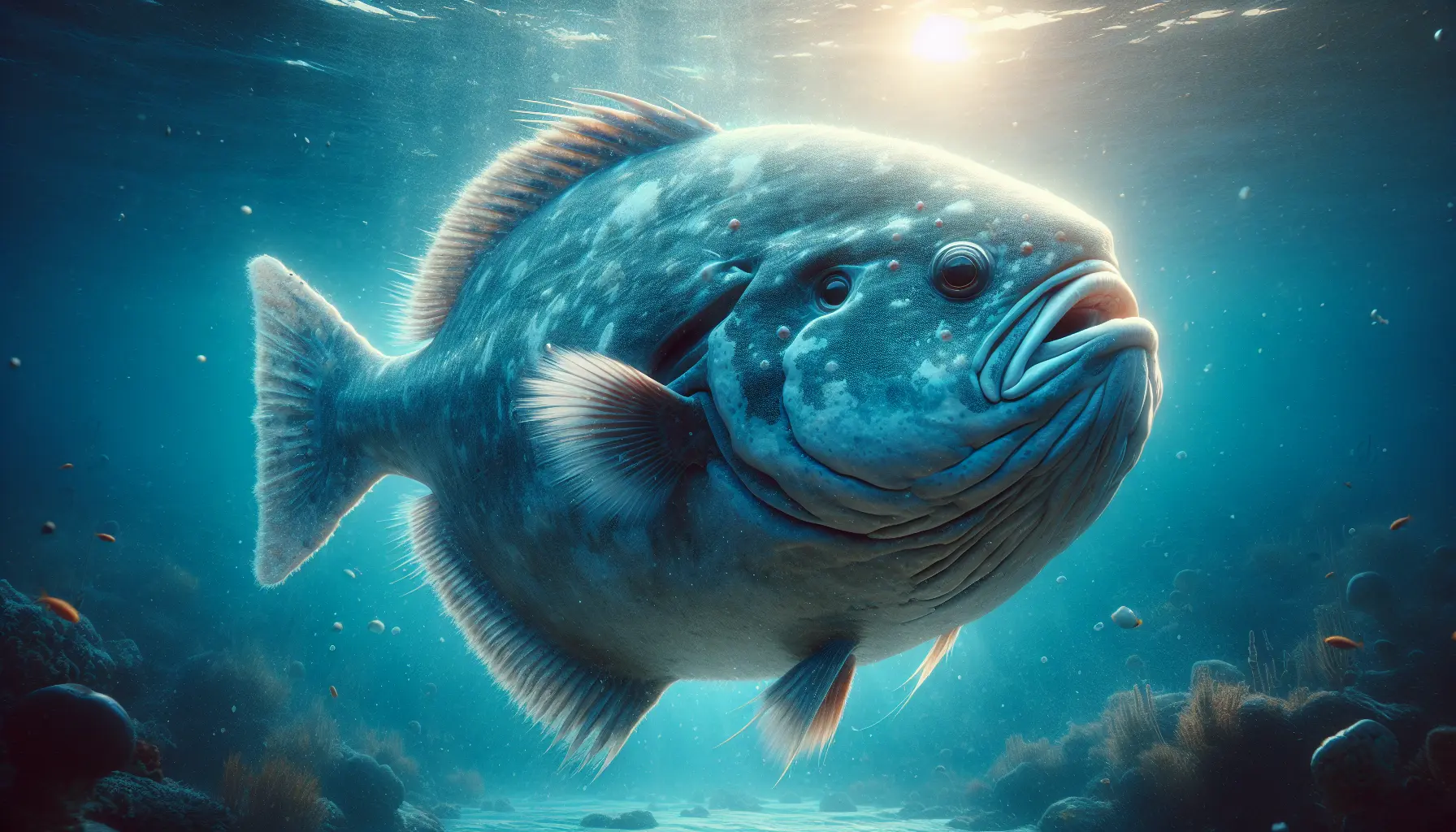 Un pesce luna nuota nelle acque cristalline dell'oceano, mostrando la sua forma unica e affascinante.